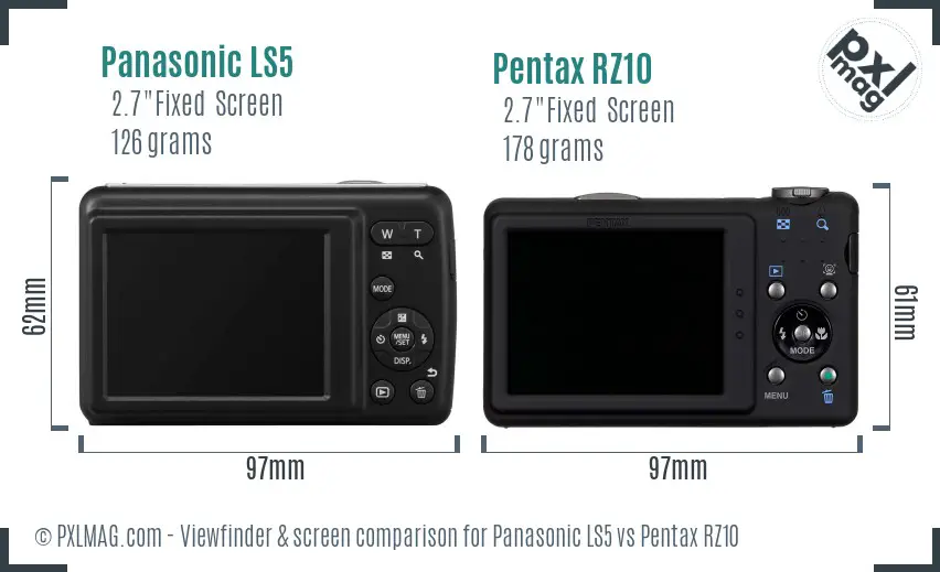 Panasonic LS5 vs Pentax RZ10 Screen and Viewfinder comparison