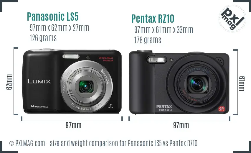 Panasonic LS5 vs Pentax RZ10 size comparison