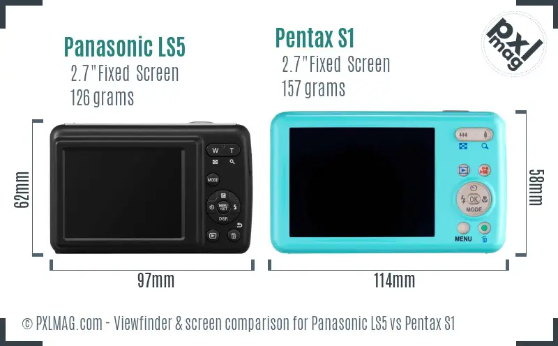 Panasonic LS5 vs Pentax S1 Screen and Viewfinder comparison