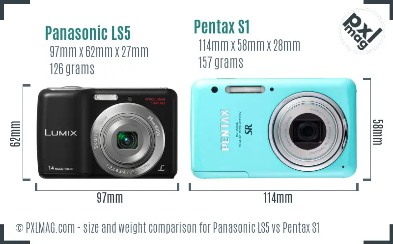 Panasonic LS5 vs Pentax S1 size comparison