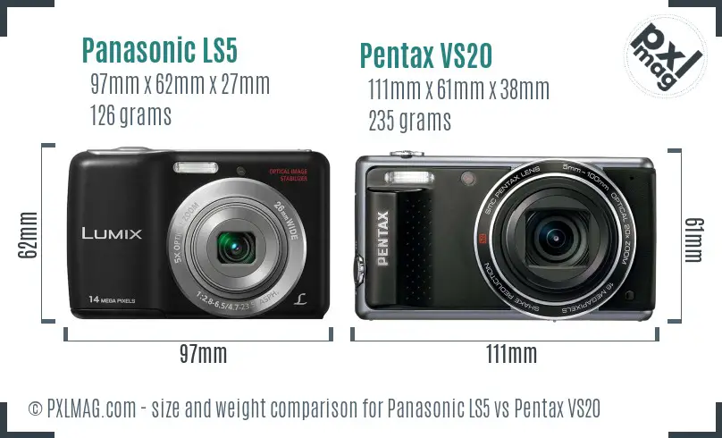 Panasonic LS5 vs Pentax VS20 size comparison