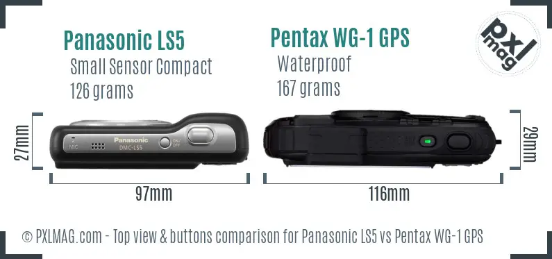 Panasonic LS5 vs Pentax WG-1 GPS top view buttons comparison