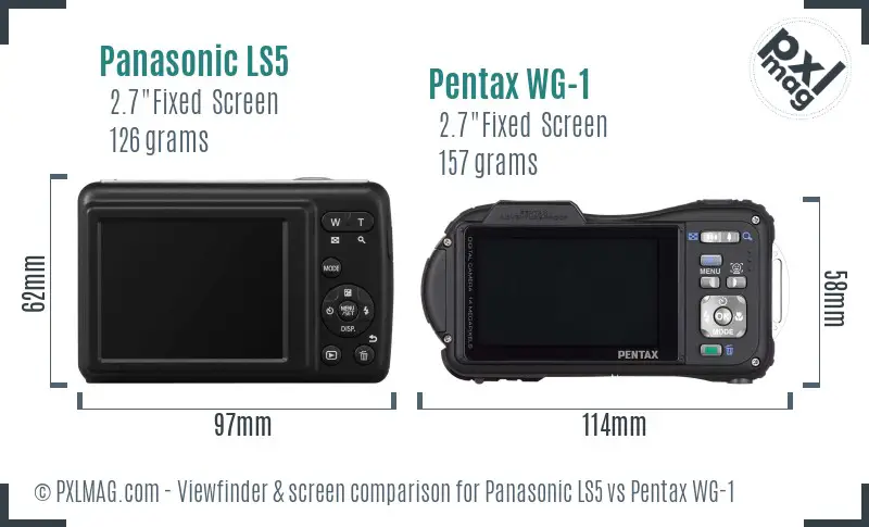 Panasonic LS5 vs Pentax WG-1 Screen and Viewfinder comparison