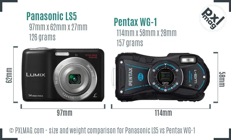 Panasonic LS5 vs Pentax WG-1 size comparison