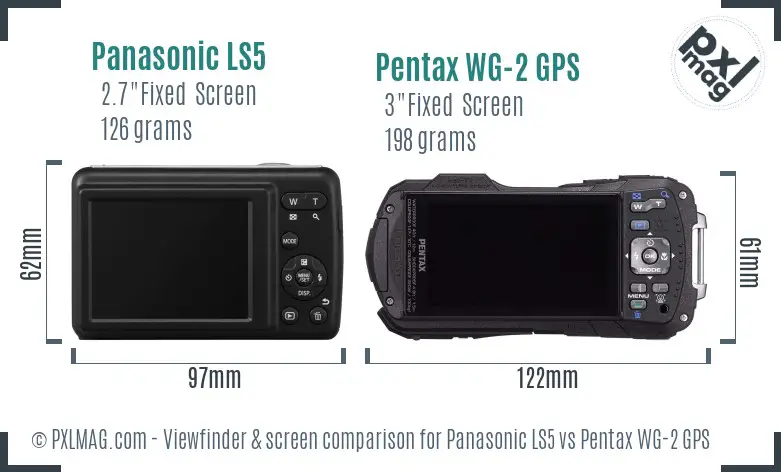 Panasonic LS5 vs Pentax WG-2 GPS Screen and Viewfinder comparison