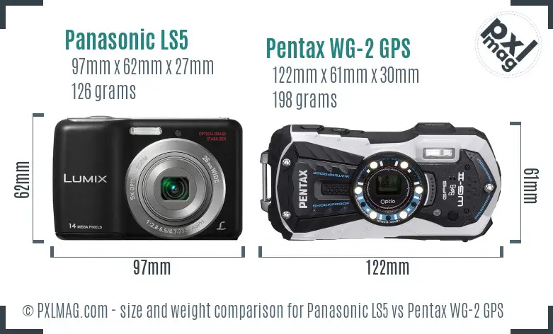 Panasonic LS5 vs Pentax WG-2 GPS size comparison