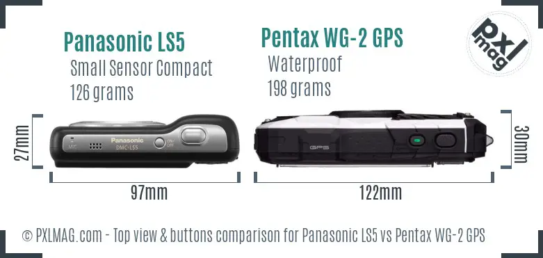 Panasonic LS5 vs Pentax WG-2 GPS top view buttons comparison