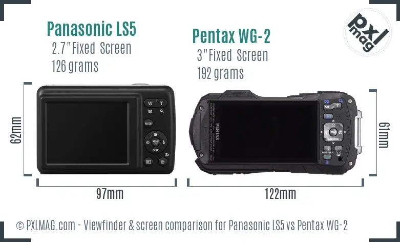 Panasonic LS5 vs Pentax WG-2 Screen and Viewfinder comparison