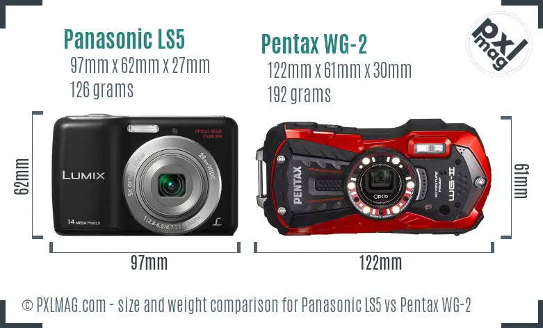 Panasonic LS5 vs Pentax WG-2 size comparison