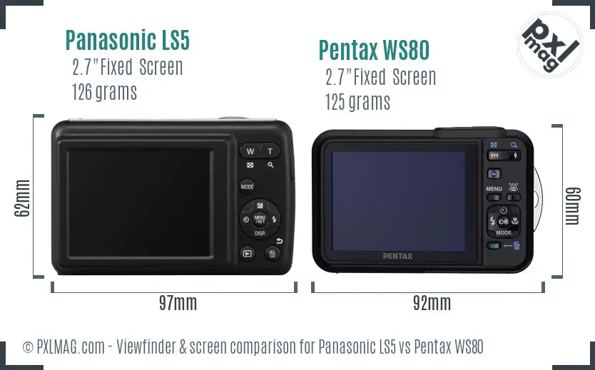 Panasonic LS5 vs Pentax WS80 Screen and Viewfinder comparison