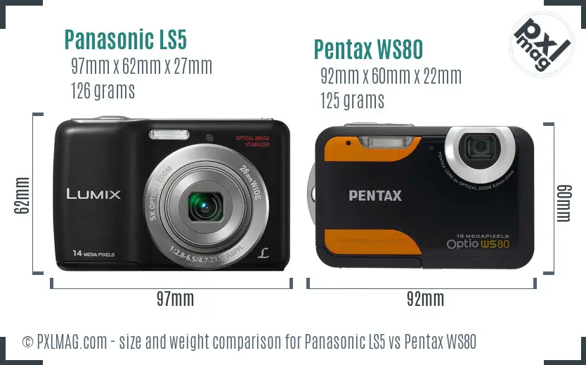 Panasonic LS5 vs Pentax WS80 size comparison