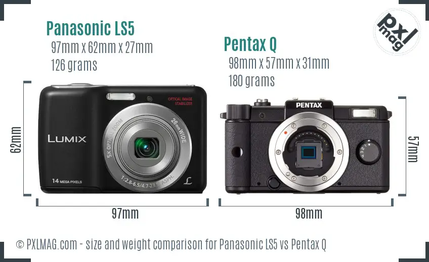 Panasonic LS5 vs Pentax Q size comparison