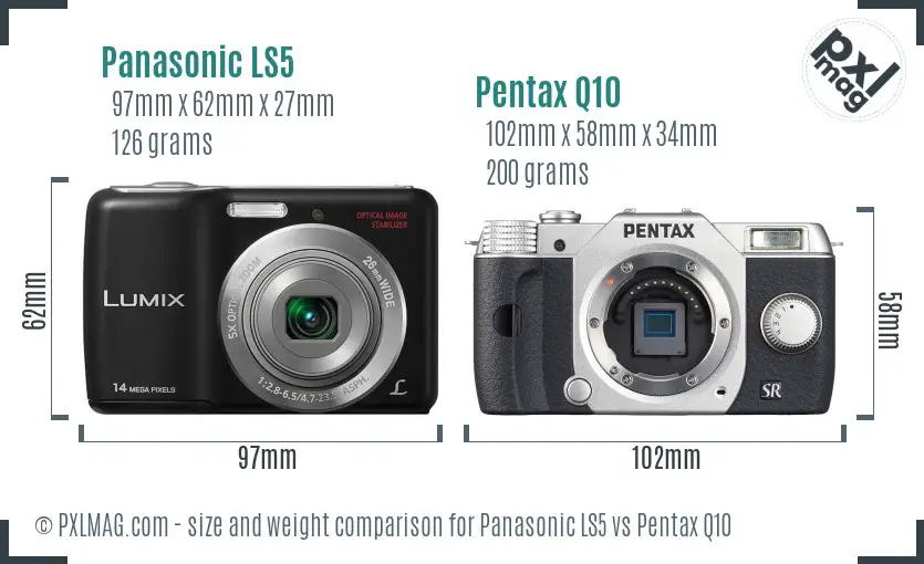 Panasonic LS5 vs Pentax Q10 size comparison