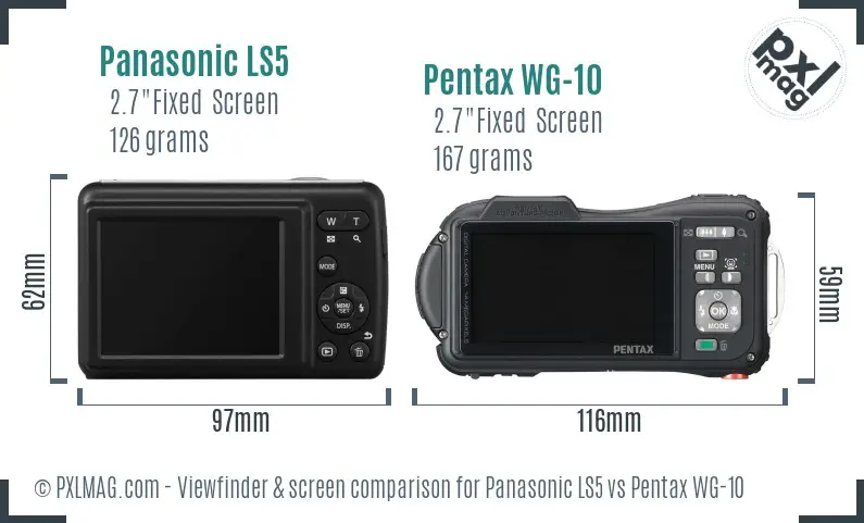 Panasonic LS5 vs Pentax WG-10 Screen and Viewfinder comparison