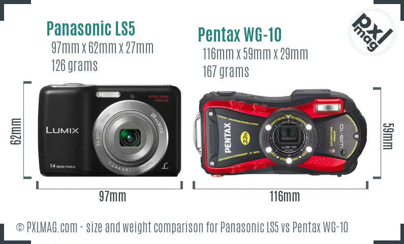 Panasonic LS5 vs Pentax WG-10 size comparison