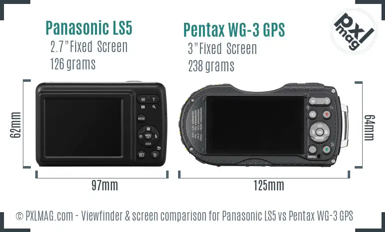 Panasonic LS5 vs Pentax WG-3 GPS Screen and Viewfinder comparison