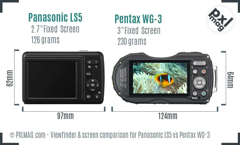 Panasonic LS5 vs Pentax WG-3 Screen and Viewfinder comparison