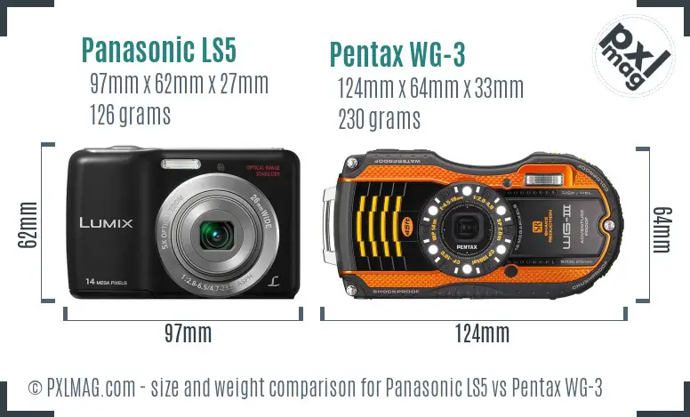 Panasonic LS5 vs Pentax WG-3 size comparison