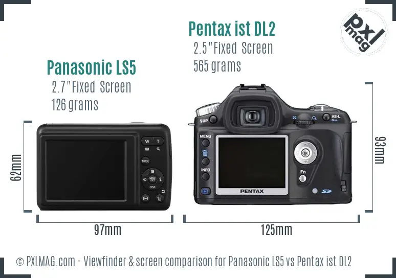 Panasonic LS5 vs Pentax ist DL2 Screen and Viewfinder comparison