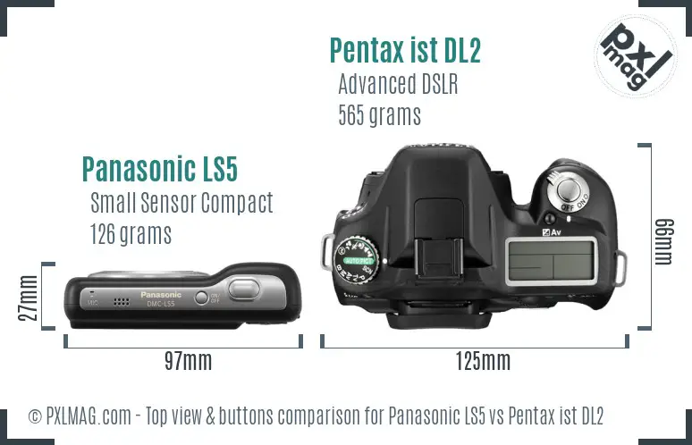 Panasonic LS5 vs Pentax ist DL2 top view buttons comparison