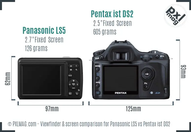 Panasonic LS5 vs Pentax ist DS2 Screen and Viewfinder comparison