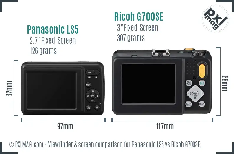 Panasonic LS5 vs Ricoh G700SE Screen and Viewfinder comparison