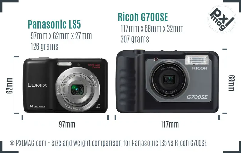Panasonic LS5 vs Ricoh G700SE size comparison