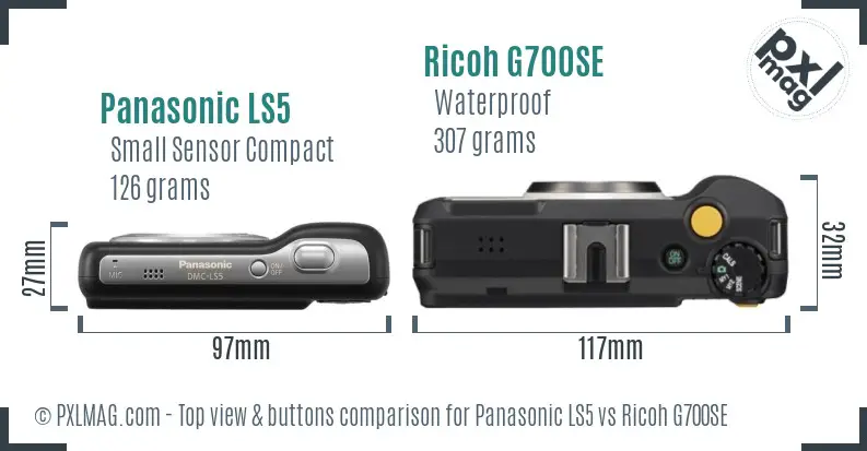 Panasonic LS5 vs Ricoh G700SE top view buttons comparison