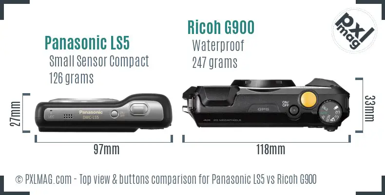 Panasonic LS5 vs Ricoh G900 top view buttons comparison Panasonic LS5 vs Ricoh G900 top view buttons comparison