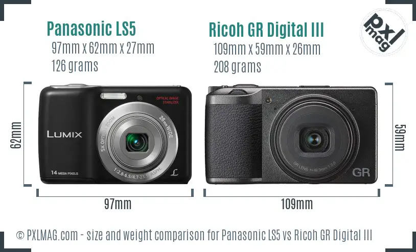 Panasonic LS5 vs Ricoh GR Digital III size comparison