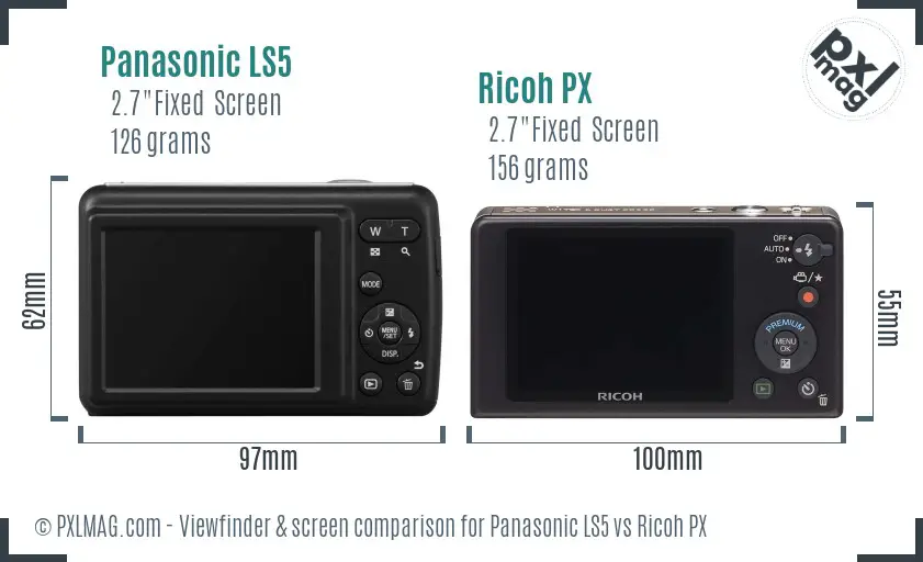 Panasonic LS5 vs Ricoh PX Screen and Viewfinder comparison
