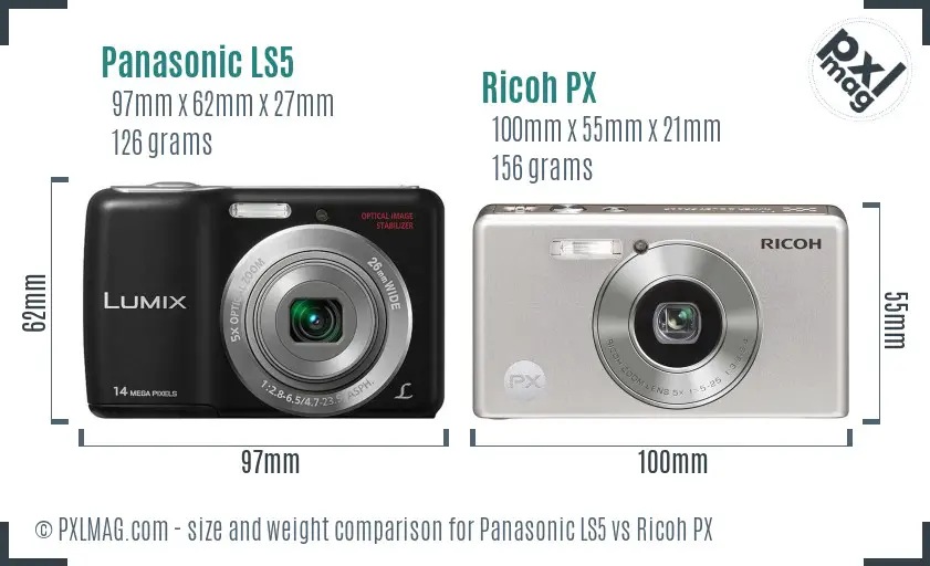 Panasonic LS5 vs Ricoh PX size comparison