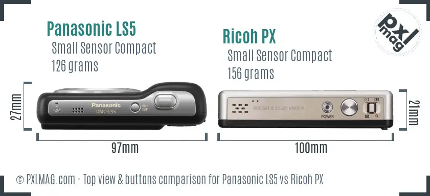 Panasonic LS5 vs Ricoh PX top view buttons comparison