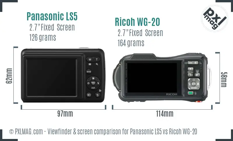 Panasonic LS5 vs Ricoh WG-20 Screen and Viewfinder comparison