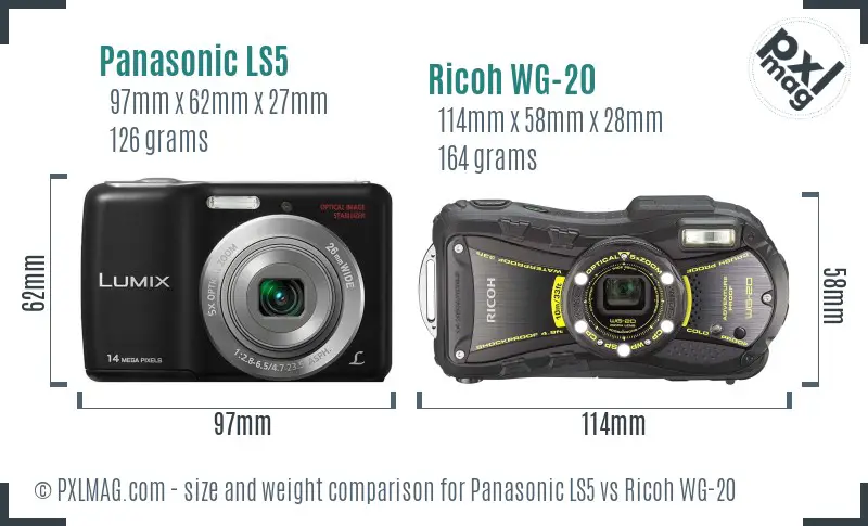 Panasonic LS5 vs Ricoh WG-20 size comparison