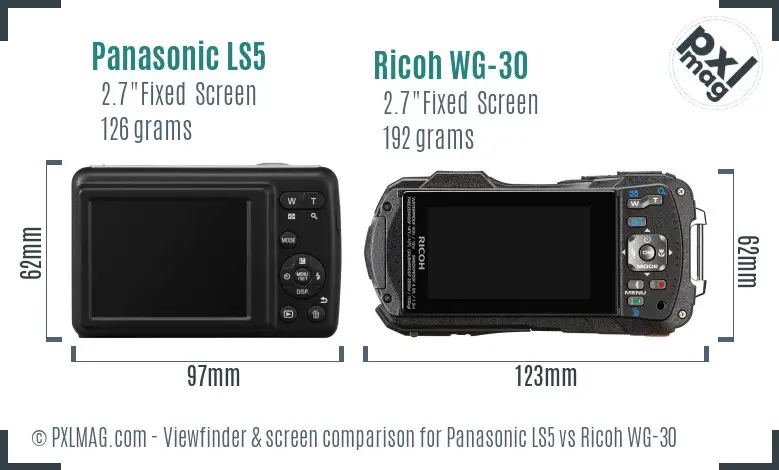 Panasonic LS5 vs Ricoh WG-30 Screen and Viewfinder comparison