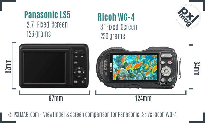Panasonic LS5 vs Ricoh WG-4 Screen and Viewfinder comparison