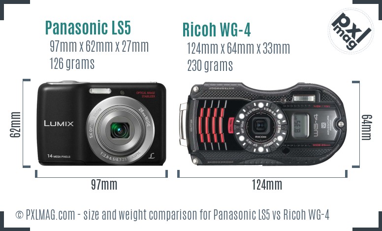 Panasonic LS5 vs Ricoh WG-4 size comparison Panasonic LS5 vs Ricoh WG-4 size comparison