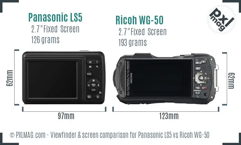 Panasonic LS5 vs Ricoh WG-50 Screen and Viewfinder comparison
