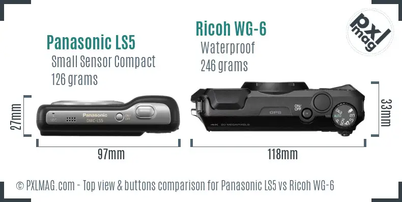 Panasonic LS5 vs Ricoh WG-6 top view buttons comparison