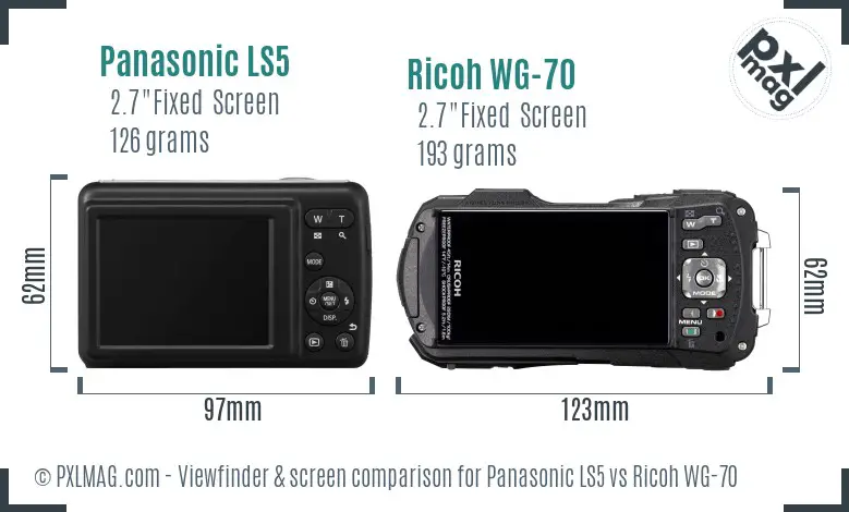 Panasonic LS5 vs Ricoh WG-70 Screen and Viewfinder comparison