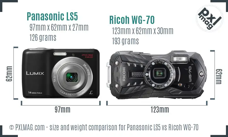Panasonic LS5 vs Ricoh WG-70 size comparison