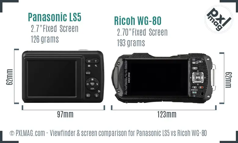 Panasonic LS5 vs Ricoh WG-80 Screen and Viewfinder comparison