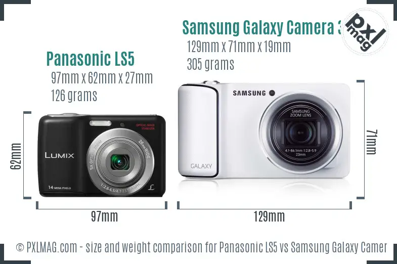 Panasonic LS5 vs Samsung Galaxy Camera 3G size comparison