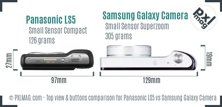 Panasonic LS5 vs Samsung Galaxy Camera 4G top view buttons comparison