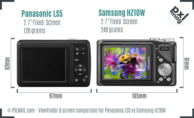 Panasonic LS5 vs Samsung HZ10W Screen and Viewfinder comparison Panasonic LS5 vs Samsung HZ10W Screen and Viewfinder comparison