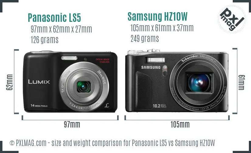 Panasonic LS5 vs Samsung HZ10W size comparison Panasonic LS5 vs Samsung HZ10W size comparison
