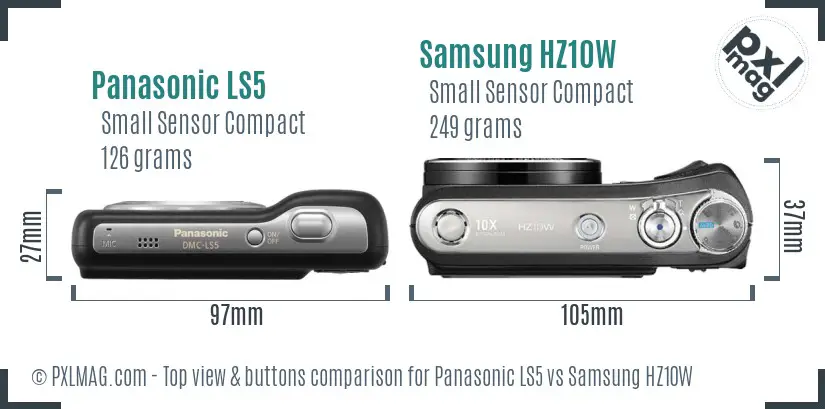 Panasonic LS5 vs Samsung HZ10W top view buttons comparison Panasonic LS5 vs Samsung HZ10W top view buttons comparison