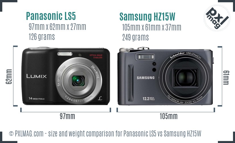 Panasonic LS5 vs Samsung HZ15W size comparison