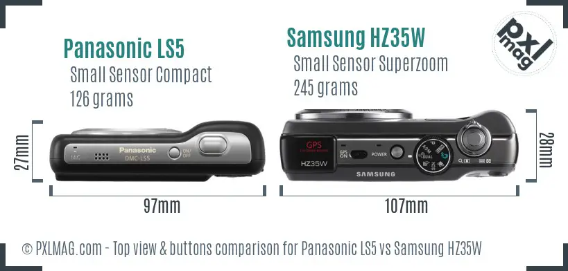 Panasonic LS5 vs Samsung HZ35W top view buttons comparison